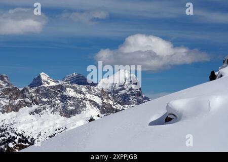 Ski resort above Arabba, Veneto Dolomites, Italy, winter Stock Photo