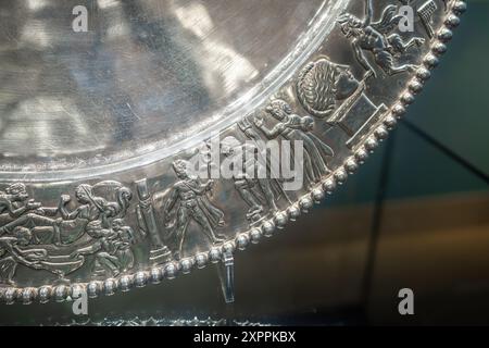 Achilles Platter detail - part of Seuso Treasure at Hungarian National Museum - Budapest, Hungary Stock Photo