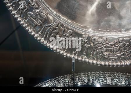 Achilles Platter detail - part of Seuso Treasure at Hungarian National Museum - Budapest, Hungary Stock Photo