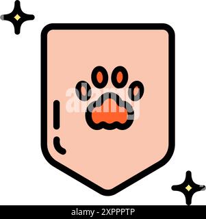 Protecting pets immunity line icon. Color vector symbol illustration isolated on white background. Stock Vector