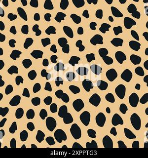 Cheetah skin vector seamless pattern. Abstract wild animal of cat family print repeat pattern background, wallpaper, textile design. Stock Vector