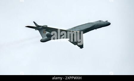 Misawa, Japan. 07th Aug, 2024. Italian Air Force G550 CAEW (Conformal Airborne Early Warning) take off during joint exercise 'RISING SUN 24' with Japan Air Self Defense Force at Misawa Air Base in Aomori-Prefecture, Japan on Wednesday, August 7. 2024. Photo by Keizo Mori/UPI Credit: UPI/Alamy Live News Stock Photo