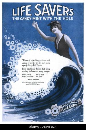 1917 Life Savers ad - "The candy mint with the hole" Stock Photo