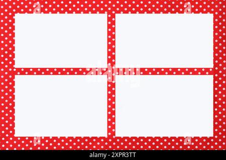 Bright red fabric material with a white polkadot pattern. Backgrounds. Stock Photo