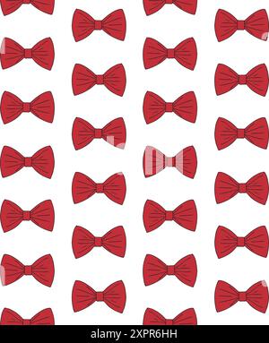 Vector seamless pattern of hand drawn red bow tie Stock Vector