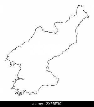 North Korea outline map isolated on white background Stock Vector