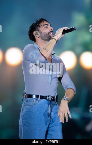 Naples, Italy. 28th June, 2024. Marco Mengoni performs live at the Piazza del Plebiscito for the Tropico Tour 2024. (Photo by Andrea Gulí/SOPA Images/Sipa USA) Credit: Sipa USA/Alamy Live News Stock Photo