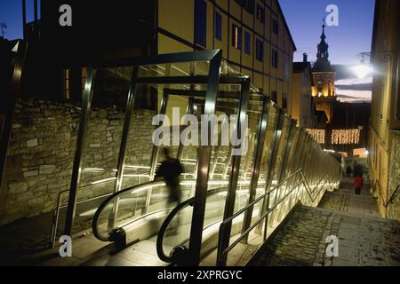 Moving walkway connecting old town with the city, Vitoria. Alava, Euskadi, Spain Stock Photo