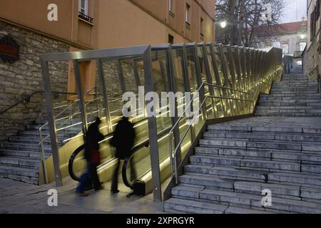 Moving walkway connecting old town with the city, Vitoria. Alava, Euskadi, Spain Stock Photo