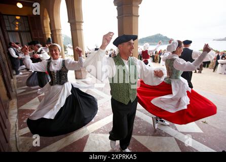 Basque dances, Palacio de Miramar, San Sebastian, Guipuzcoa, Basque Country, Spain Stock Photo