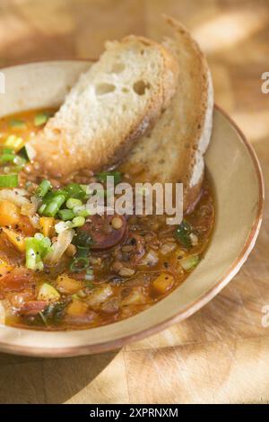Lentil and Chorizo Soup Stock Photo