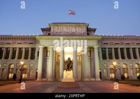 Main facade at night  The Prado Museum  Madrid  Spain Stock Photo