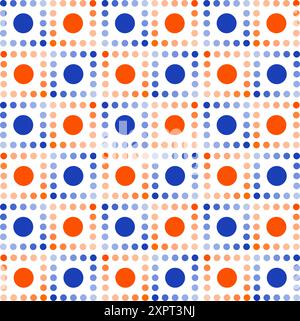 background, wallpaper with a pattern with dots continuously in the colors blue and orange, square, vector graphic, germany Stock Vector