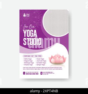 Modern yoga flyer, meditation flyer template design Stock Vector