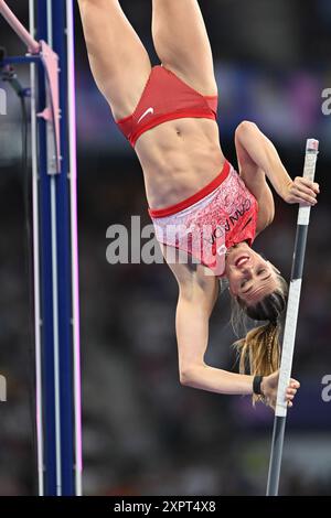 Alysha Newman of Canada in action in Women's Pole Vault Final during