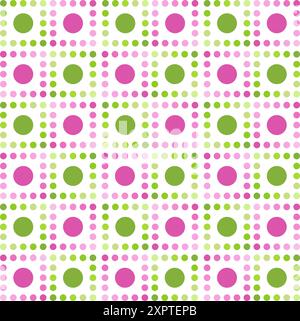 background, wallpaper with a pattern with dots continuously in the colors green and raspberry-pink, square, vector graphic, EPS, germany Stock Vector