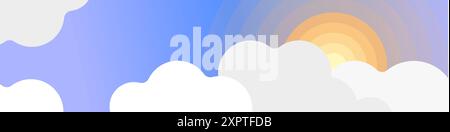 Vector background of the sun with clouds. Day vector background. The sun is hidden behind the clouds vector. Vector icon of dawn background. Stock Vector