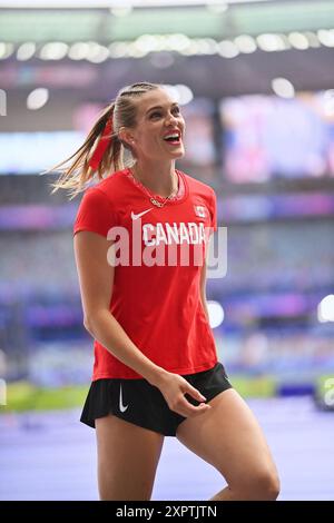Alysha Newman, of Canada, competes in the women's pole vault final at