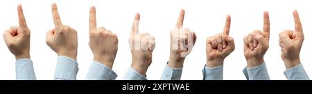Hand with point finger up different views isolated on white studio background Stock Photo