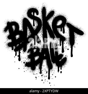 graffiti Basketball text sprayed in black over white. Stock Vector