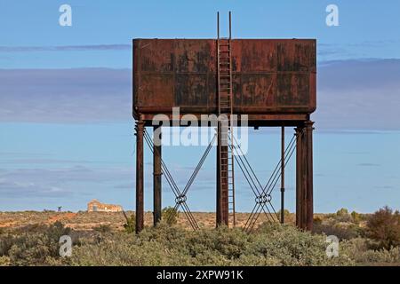 Old water tank, Farina Railway Station, Farina Ghost Town, outback South Australia, Australia Stock Photo