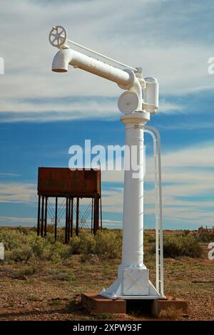 Old water standpipe and water tank, Farina Railway Station, Farina Ghost Town, outback South Australia, Australia Stock Photo