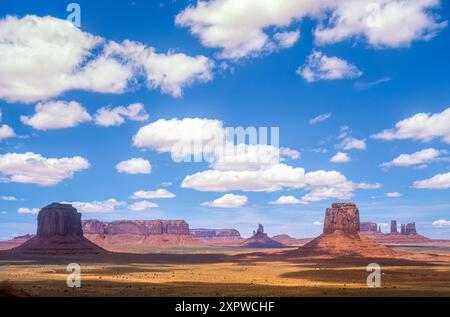 Iconic desert landscape view of Monument Valley along the Arizona/Utah state line. (USA) Stock Photo