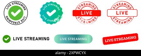 live streaming stream icon logo stamp design template illustration media broadcast podcast Stock Vector