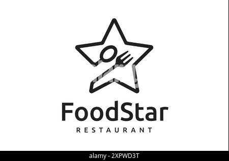 Spoon and Fork Design Inspiration from the Star Icon can be used as a Food Delivery Logo. Restaurant Stock Vector
