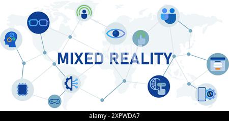 mixed reality augmented virtual media futuristic icon set electronic future VR AR technology Stock Vector