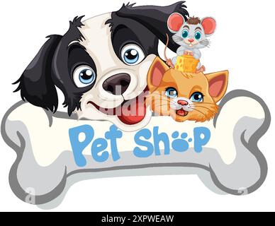 Dog, cat, and mouse in harmony Stock Vector