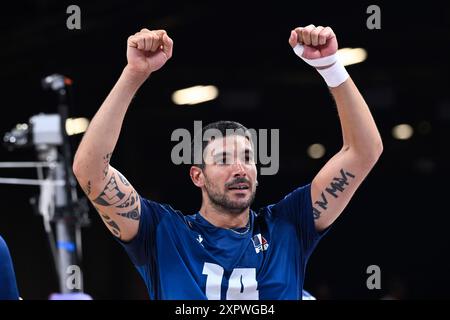 Le GOFF Nicolas ( 14 - France ), Volleyball, Men's Semifinals between Italy and France during the Olympic Games Paris 2024 on 7 August 2024 at South Paris Arena in Paris, France Stock Photo