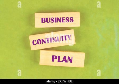 BCP Business continuity plan WRITTEN the inscription is composed on a colored background of wooden blocks Stock Photo