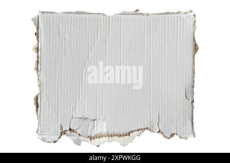 Torn white square-shaped cardboard paper on white background with clipping path Stock Photo