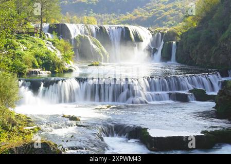 View of the Štrbački buk waterfall, located in the Una National Park on the border of Croatia and Bosnia and Herzegovina. Stock Photo