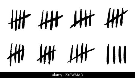 Prison sketch on wall. Chalk on a white background sticks the line counter on the wall. Stock Vector