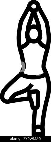 tree pose vrksasana yoga line icon vector illustration Stock Vector ...