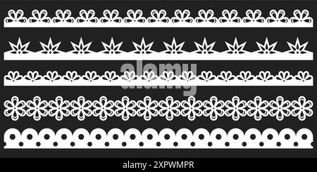 Hand drawn lace scalloped paper punch border  Stock Vector