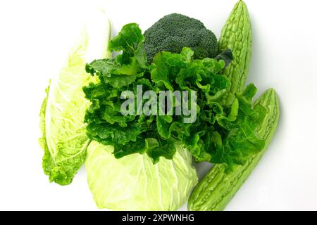 Mix of organic vegetable isolated on white back ground with clipping path Stock Photo