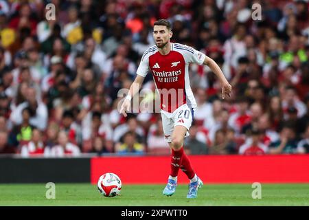 London, UK. 07th Aug, 2024. Arsenal's Jorginho in action during the Arsenal FC v Bayer 04 Leverkusen pre-season friendly match at the Emirates Stadium, London, England, United Kingdom on 7 August 2024 Credit: Every Second Media/Alamy Live News Stock Photo