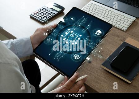 Businessman brain of machine learning ai technology innovation ai smart robot science Stock Photo