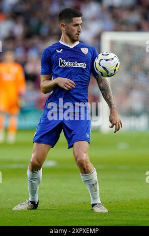 Walsall, UK. 7th Aug, 2024. Oihan Sancet of Athletic Bilbao during the Pre Season Friendly match at the Bescot Stadium, Walsall. Picture credit should read: Andrew Yates/Sportimage Credit: Sportimage Ltd/Alamy Live News Stock Photo