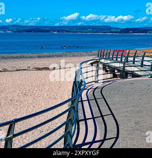 View looking across the mouth of the River Ex, taken  from the left side of  Exmouth RNLI Lifeboat Station, towards Dawlish and Dawlish Warren, Devon Stock Photo