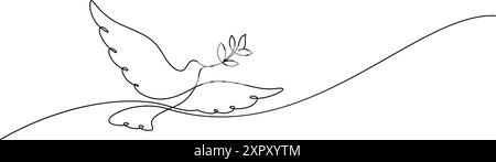 dove flying with olive branch one line drawing continuous vector Stock ...