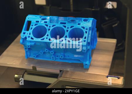 3D printed engine block model. Technology, industry Stock Photo
