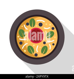 Oatmeal porridge with grapefruit, blueberries and spinach leaves in a bowl for a healthy breakfast Stock Vector