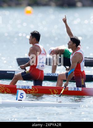 Hao Liu and Bowen Ji of China compete during Men's Canoe Double 500m ...
