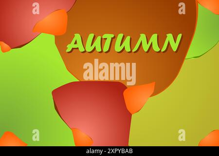 Autumn background with colourful shapes and lettering. Horizontal background in bright autumn colours. Text. Stock Vector