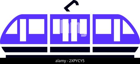 Tramway transport flat icon, side view Stock Vector