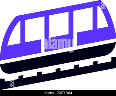 Funicular transport flat icon, side view Stock Vector